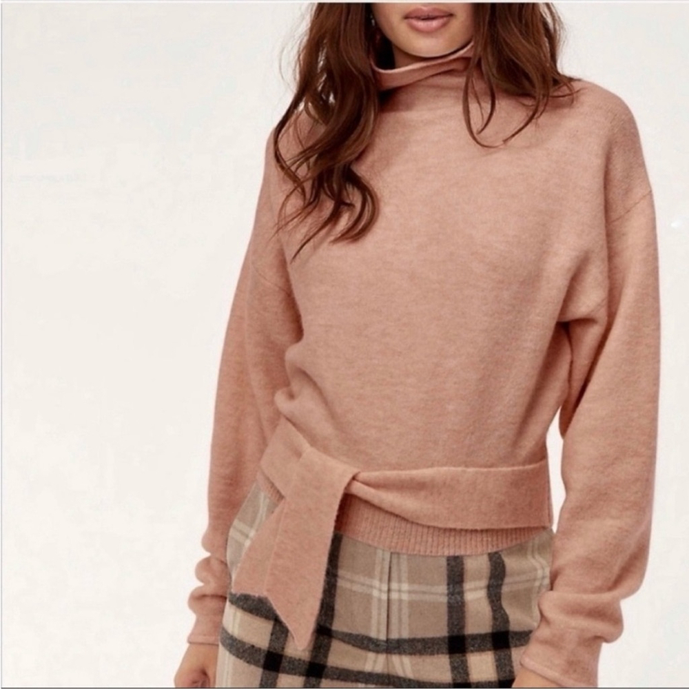 Wilfred Aritzia Wool Alpaca Blend Lorin Sweater In Colour Peach Size Small